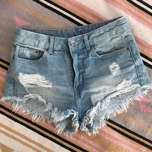 Blue denim shorts
